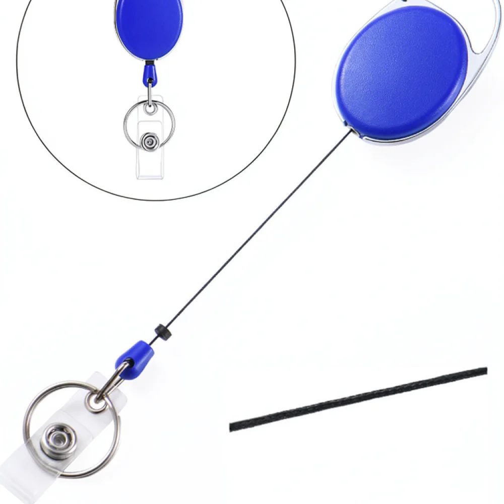 Durable Zinc Alloy Retractable Badge Reel Matte Finish Oval Key Holder For ID Card Keychain Outdoor Camping Tool
