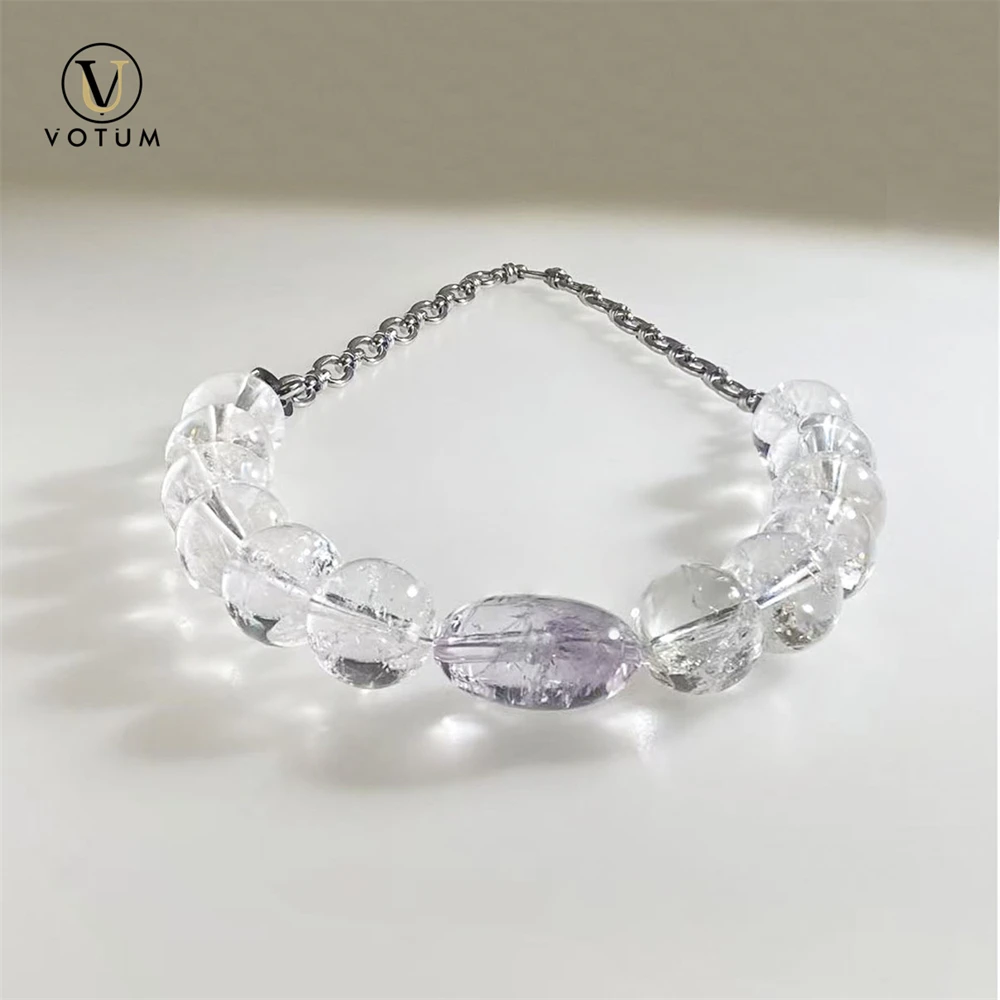 Votum Natural Azezulite Quartz Amethyst Beaded Chain Neckalace for Women Lady Chakra Crystal Healing Stone Necklaces Jewelry