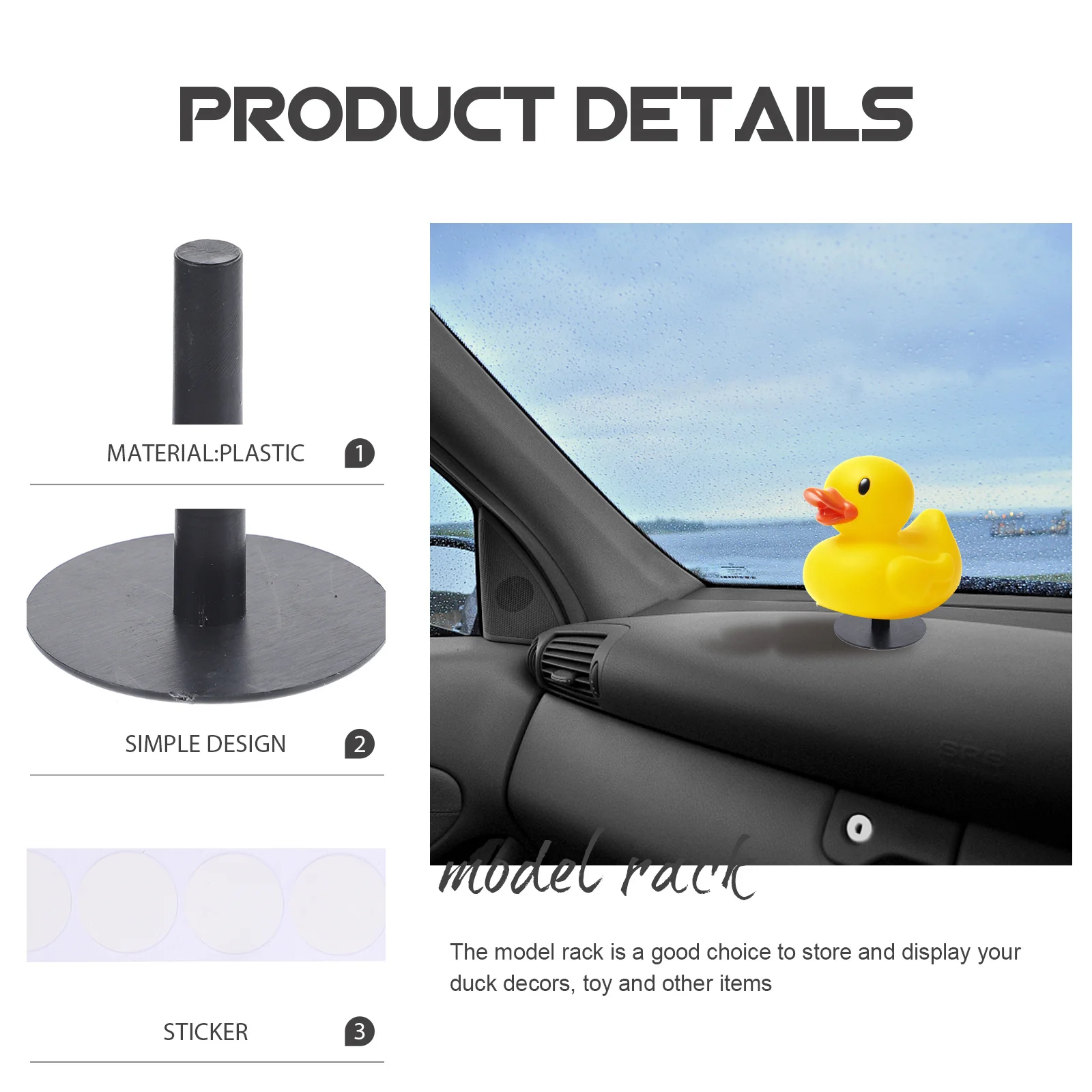 

8pcs Car Mount Plastic Display Stand For Duck Decor Storage Holder Unique Duck Holder For Dash Car Decor Mount