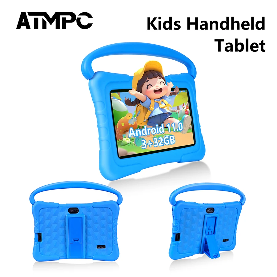 ATMPC Kids Tablet PC com iWawa, Android 11, tablet de 7 polegadas, 3 GB de RAM + 32 GB de ROM, 2.4G WIFI, BT 4.2, brinquedos de tablet de aprendizagem infantil