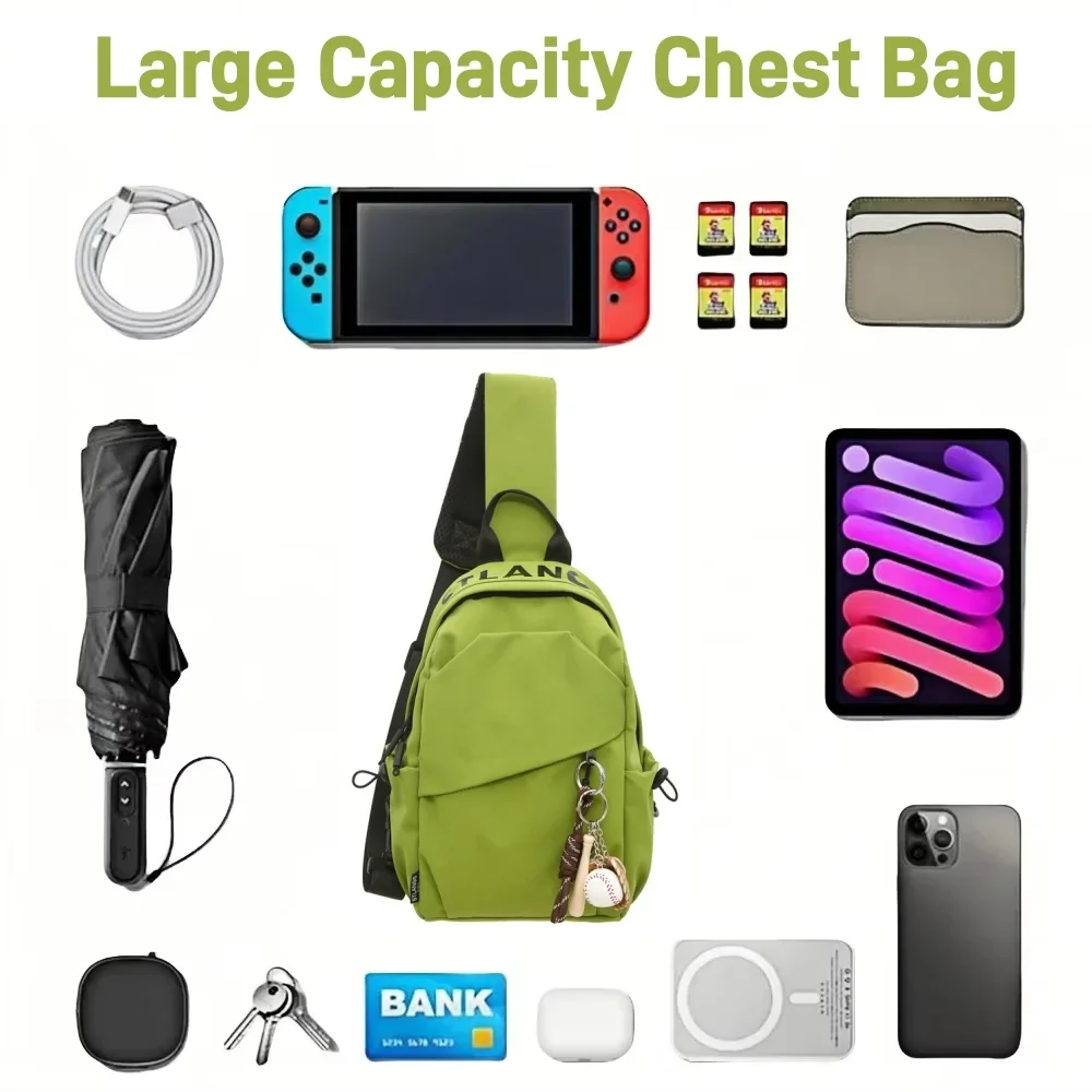 Casual Sling Bag for Women Men Lightweight Crossbody Shoulder bag, Minimalist Chest BAG, Solid Color for Travel Campus Daily Use