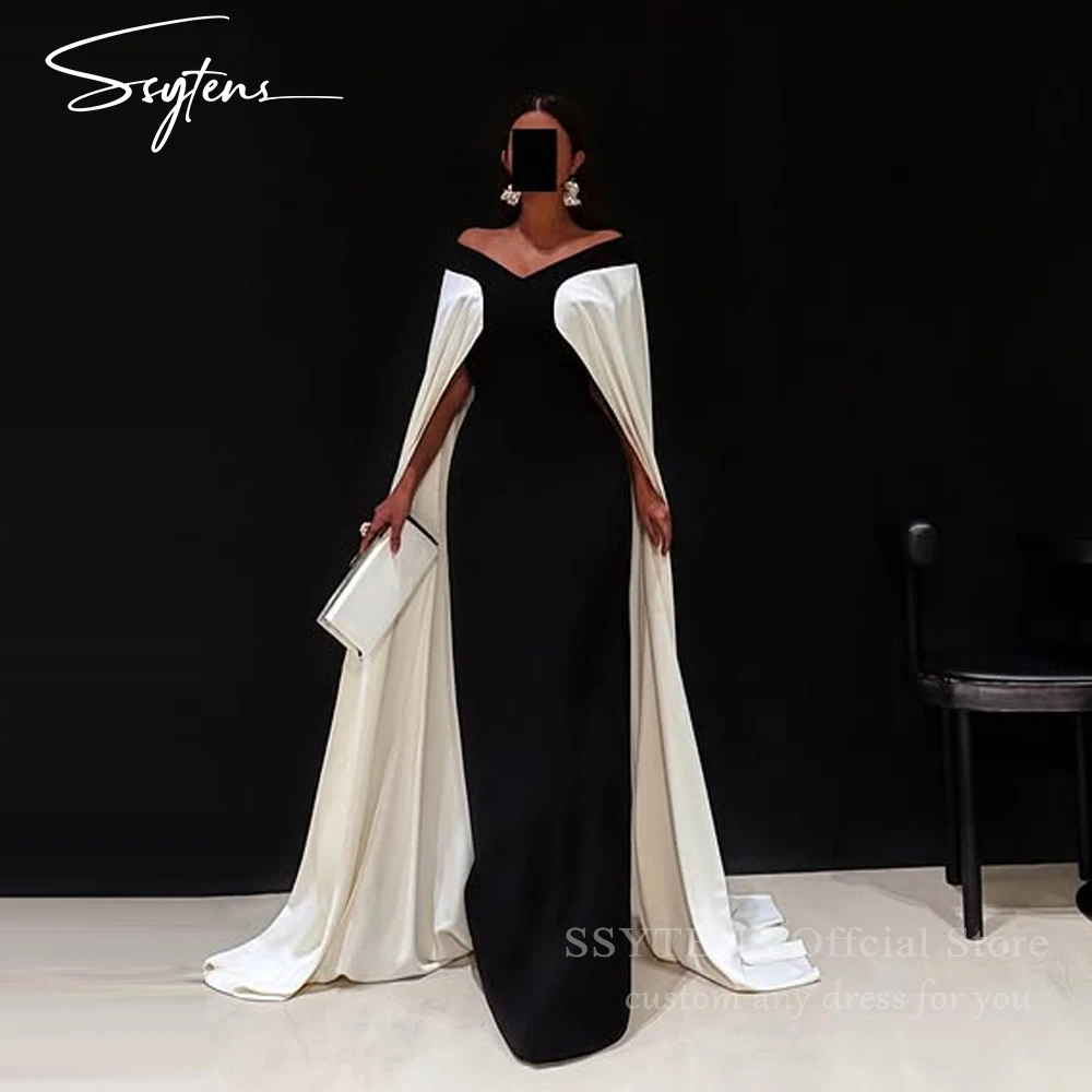 

SSYTENS Off Shoulder Prom Dresses Elegant Long Cape Evening Dresses Mermaid فستان سهرة Customized Party Dresses Robes De Soirée