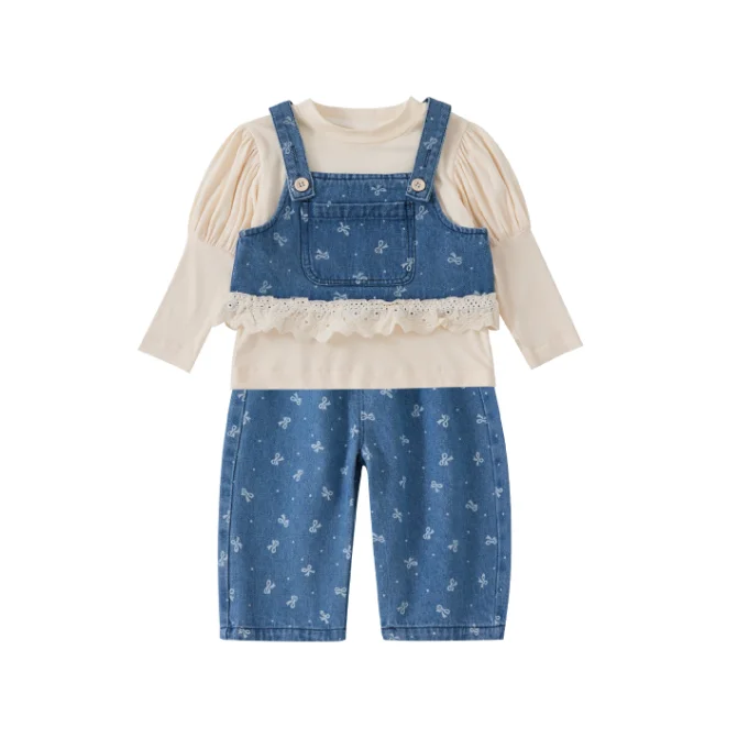 

New Baby Girls Sping & Fall Long Sleeve Sets, Blouse + Vest + Pants Princess Fashion Suits 0-3T