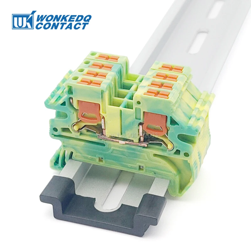 PTV 2.5-PE Ground Modular DIN Rail Terminal Block Side-Entry Push-in Wiring Connector Electrical 2.5mm PTV2.5-PE