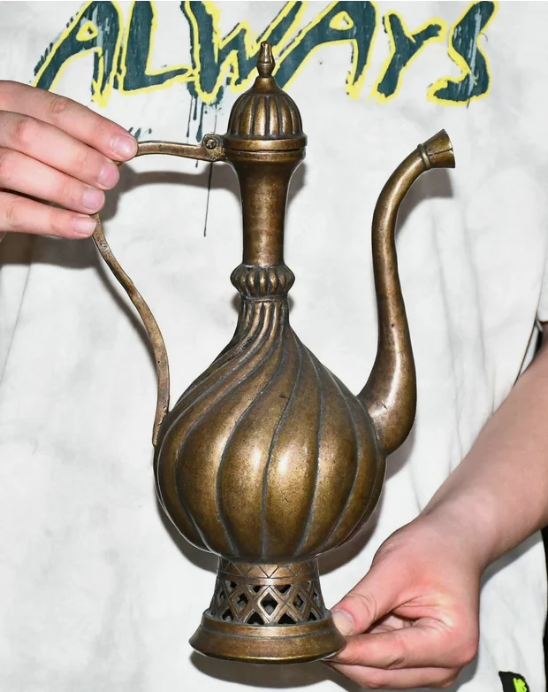 13.3'' Collection Old Chinese Dynasty Bronze Palace Portable Wine Tea Pot Flagon