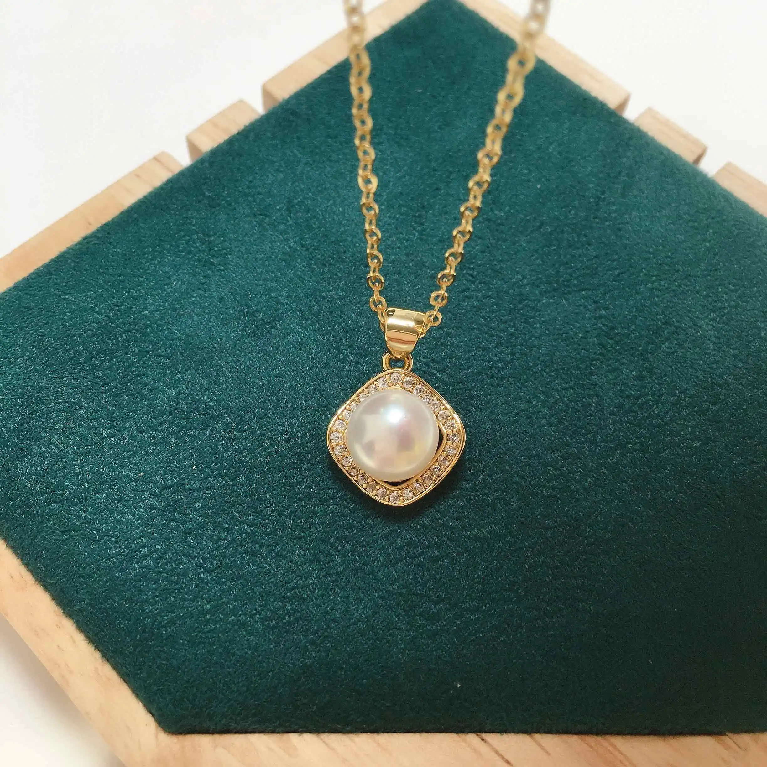 ZHBORUIN Square Pearl Pendant 100% Real Natural Pearl Necklace 925 Silver And 18K Gold Plating Jewelry Necklaces For Women 2022