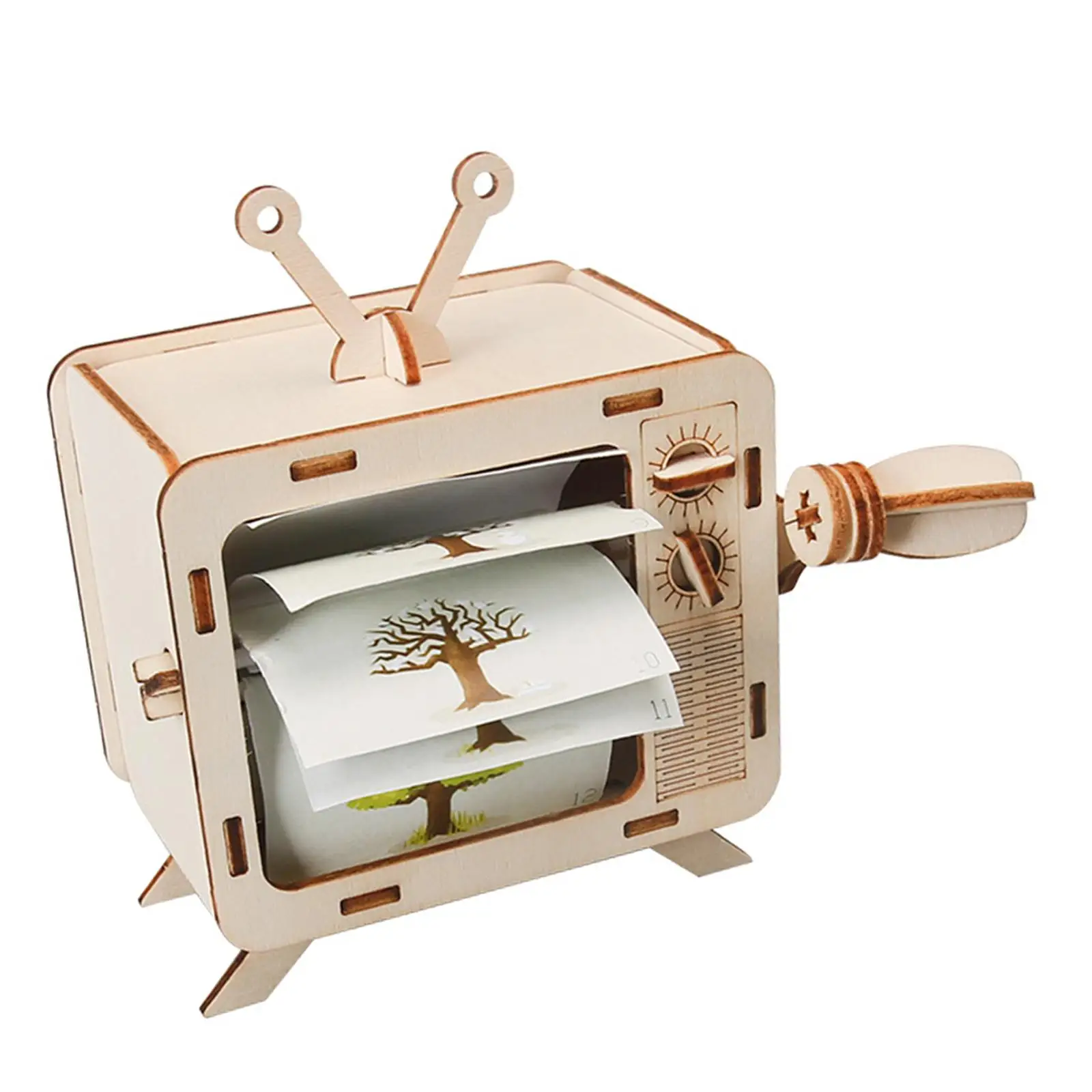 DIY Hand Cranked Animation Machine Model Kit Handmade Homeschool Projects Gift Collection Wood Building Project for Boys Girls