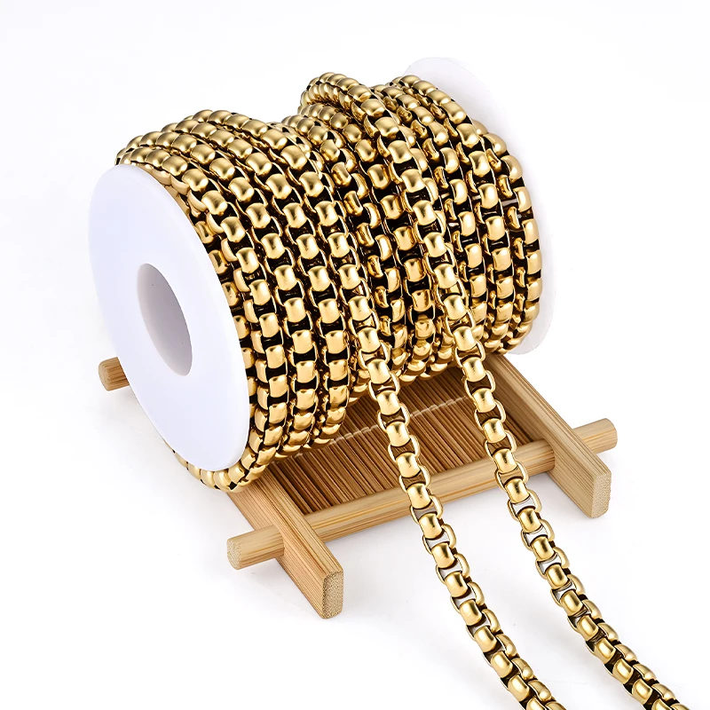 

Квадратная круглая цепочка из нержавеющей стали с золотым покрытием, браслеты, ожерелье для женщин и мужчин, модные ювелирные аксессуары «сделай сам»