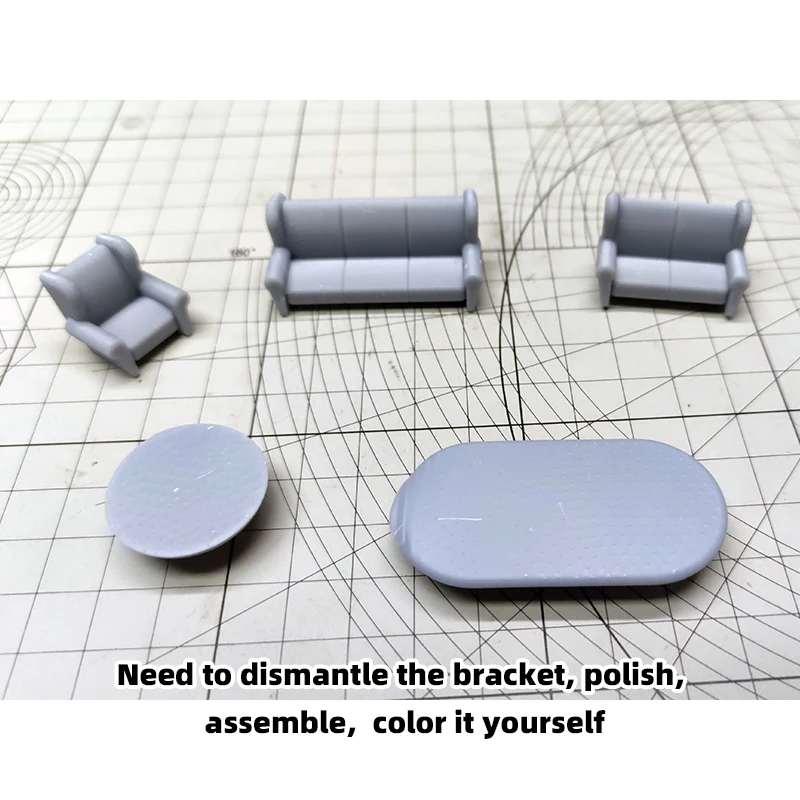 Maßstabsgetreues Modell-Set Sofa Couch Couchtisch Teetisch Sandtisch Diorama-Modelle Passend für Haus 1/48/64/72/87 – Detail 1