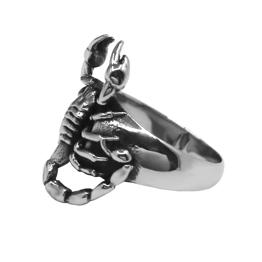 Gothic Punk Scorpion Ring Stainless Steel Vintage Plant Pattern Male Jewelry SWR1058