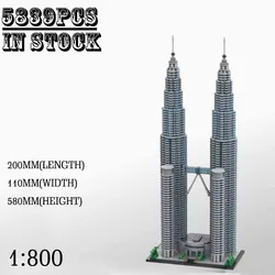 NEW MOC-136651 Building Blocks Twin Tower Model Urban Landscape Architecture Creative Assembly Toys  DIY birthday gifts