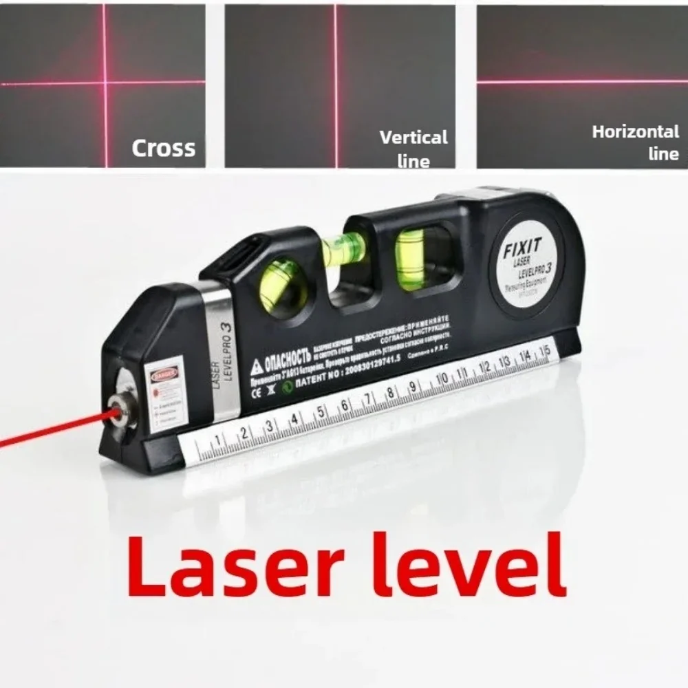 Home Multi-function High Precise Laser Leveling Instrument Steel Ruler Straight Line Laser Level Aligner Vertical Measure Tape