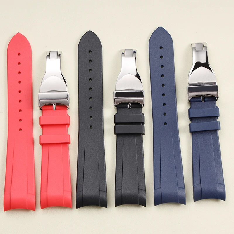 

new 22mm black blue orange red rubber watchband for Tudor Black Bay silicone strap with deployment clasp wrist bracelet