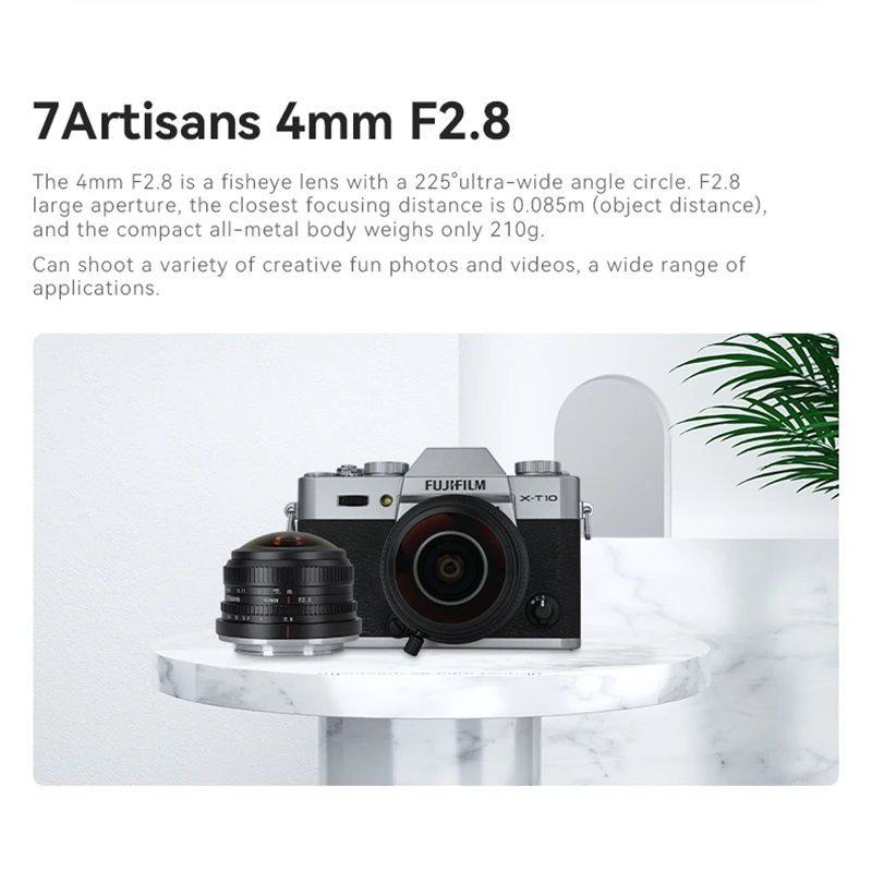 7artisans 4 мм F2,8 225° APS-C круглый объектив «рыбий глаз» MF с постоянным фокусным расстоянием для Sony E ZVE10 A6600 Fujifx X-T1 X-T4 Micro 4/3 epm1 emp2 E-PL1 E-PL2 E-PL5 E-PL6 Canon EOS-M M50 Крепление камер