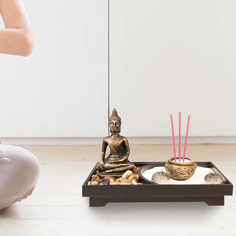 Buddha Statue Candle Holder Romantic Ornament Spa Yoga Beauty Salon Zen Resin Buddha Statue Incense Burner Decoration Home Decor