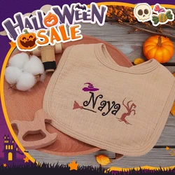 Halloween Baby Bib Pumpkin Skull Drool Bib Lotus Leaf Edge Children's Cartoon Gauze Bib Baby Towel Holiday Gift