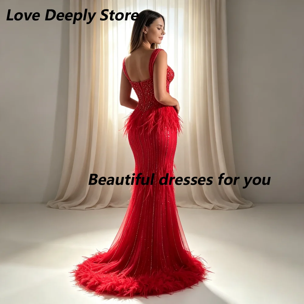 Customized Red Sweetheart Corset Beaded Mother Of The Bride Gown TasselMermaid Formal Wedding Evening Dress With Train