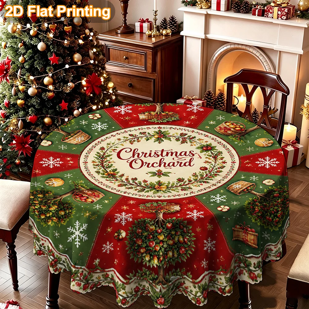 Christmas gift 2D flat. Pack of 1, round tablecloth
