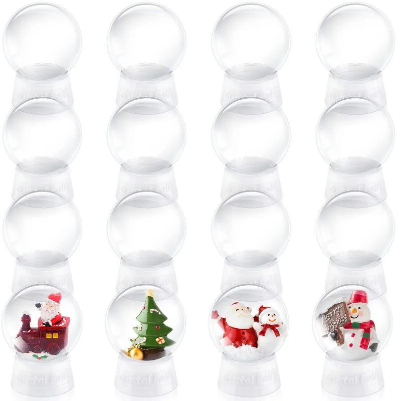 Diy Snow Globe Kit Clear Plastic Christmas Ornaments Home Decor Christmas Snowman Protective Box Jewelry Decoration
