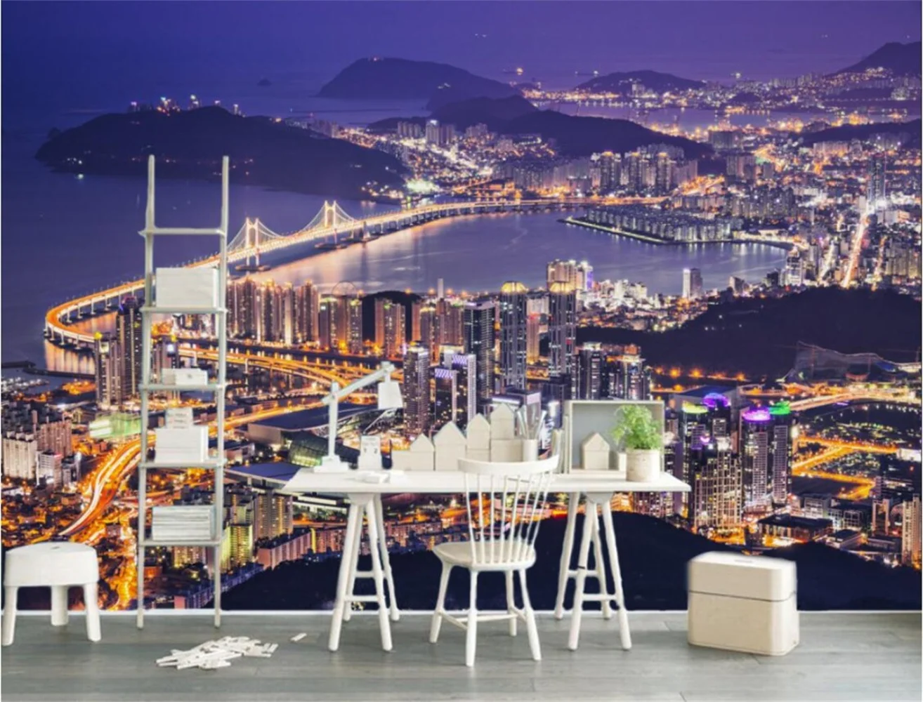 3D City Night Scenery Wallpaper Extension Space Background Wall Bar Office Restaurant Customized Mural Painting