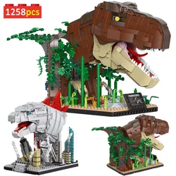MOC Technical Tyrannosaurus Rex Head Model Monster Beast Sculpt with Sound Building Blocks Figures Bricks Toy for Kids Gift