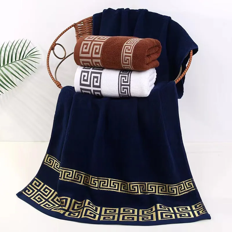 70x140cm Cotton Bathroom Big Towel Cover Oversized Embroidered Luxury Shower Towel Cover Brown Blue White Gift Towels 수건 세트 타월