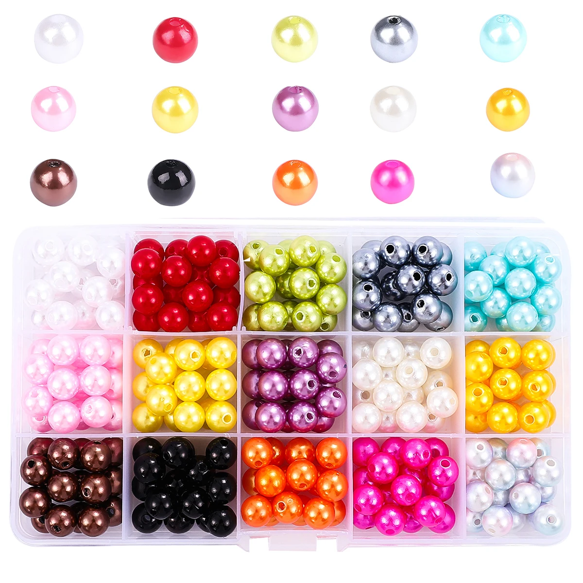 

4/6/8/10MM1Set/Bag15 Grid Box ABS Pearl Accessories Set Handmade DIY Making Jewelry Bracelets Earrings Jewelry Accessories Mater