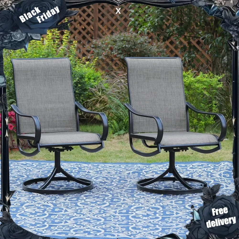 Patio Chairs All Weather Patio Dining Chairs Set of 2 Swivel Patio Chairs Textilene High Back for Lawn Garden Backyard