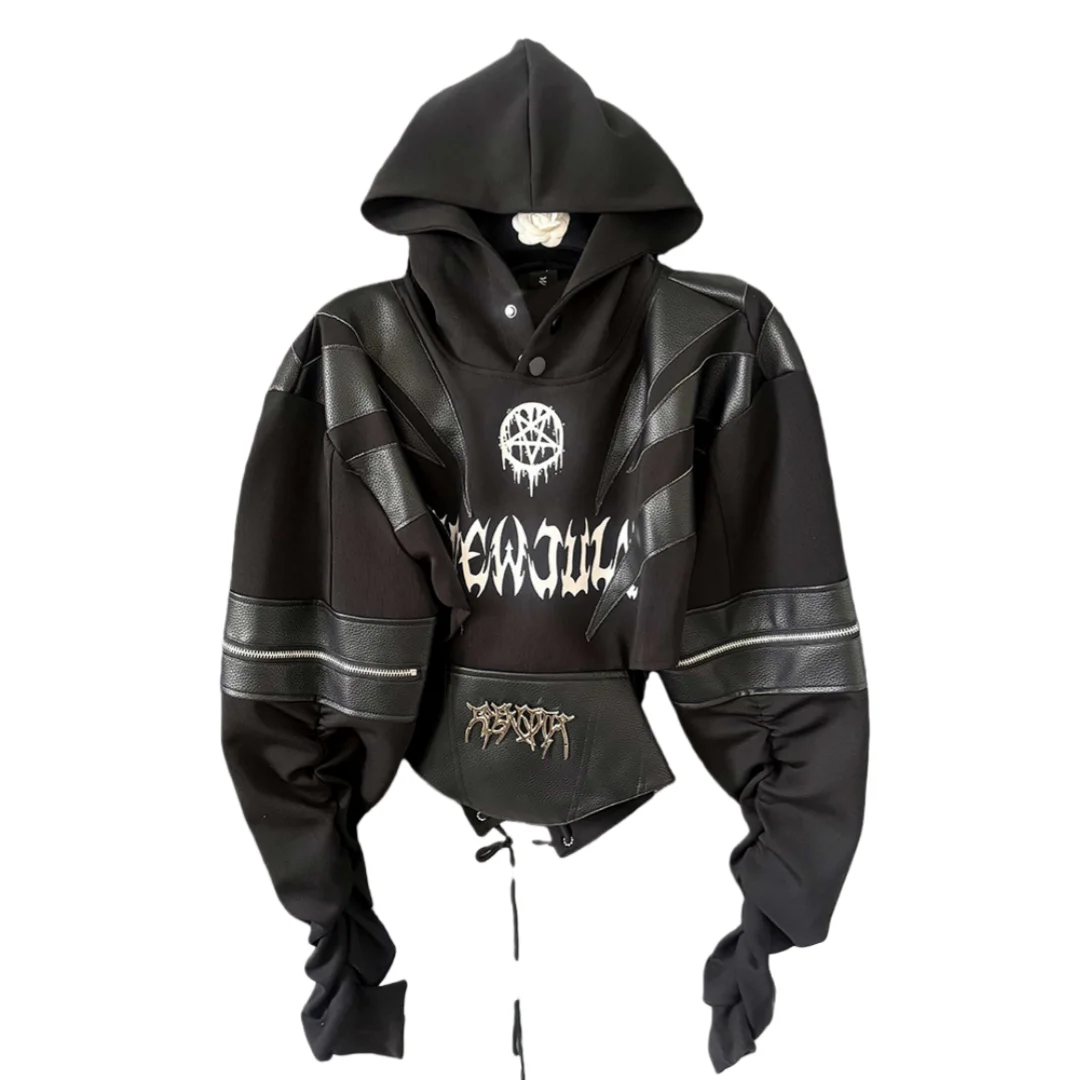 Women Crop Hoodies 2026 Spring Autumn Women's Viral Dark Style