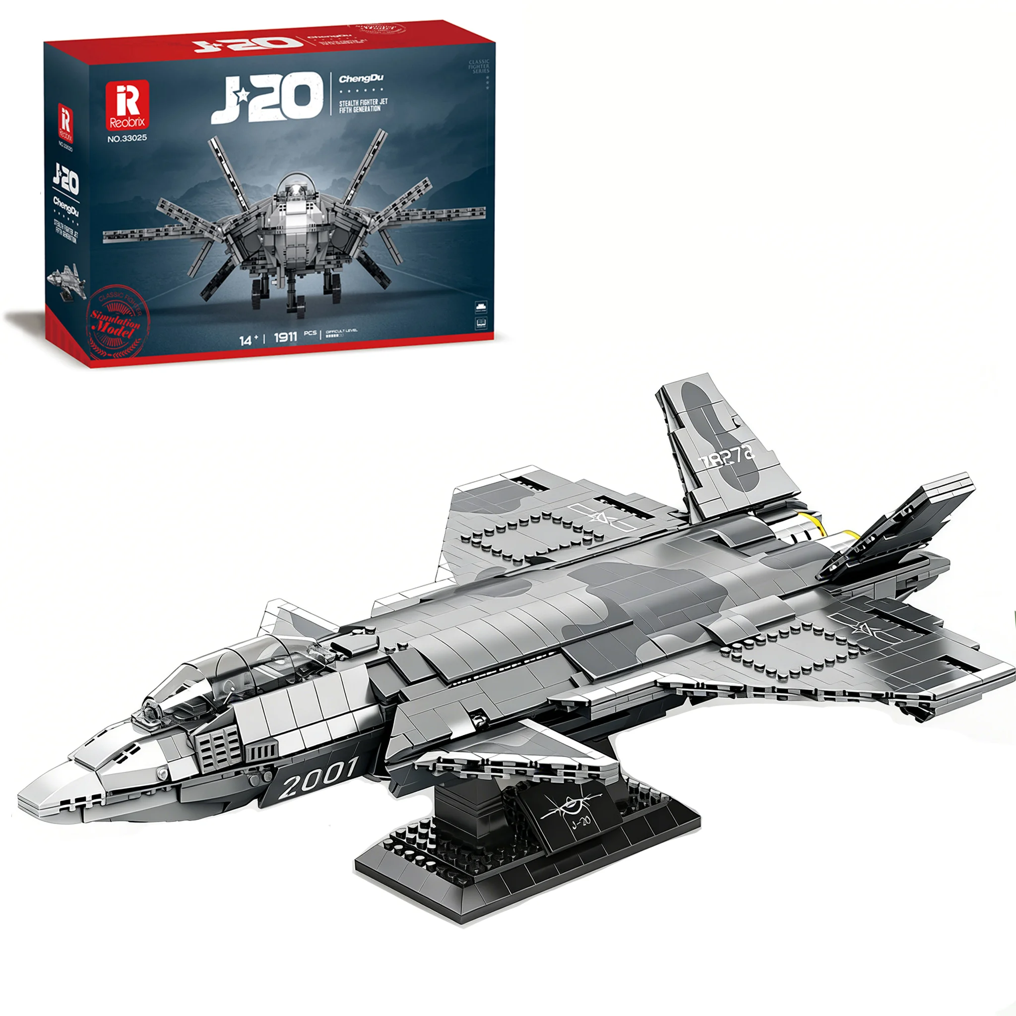 

Reobrix J-20 Stealth Fighter Building Block Set, Military Airplane Model, Cool Decor Ideal Gifts for Teens Adults, 1911 Pcs