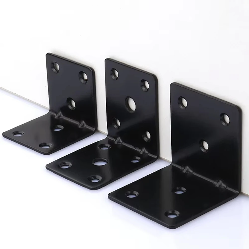 10Pcs L-shape Iron Corner Code Black 90 Degree  Right  Angle 15mm-50mm  Bracket  Fixed  Connector Used  For Board  Shelf Support