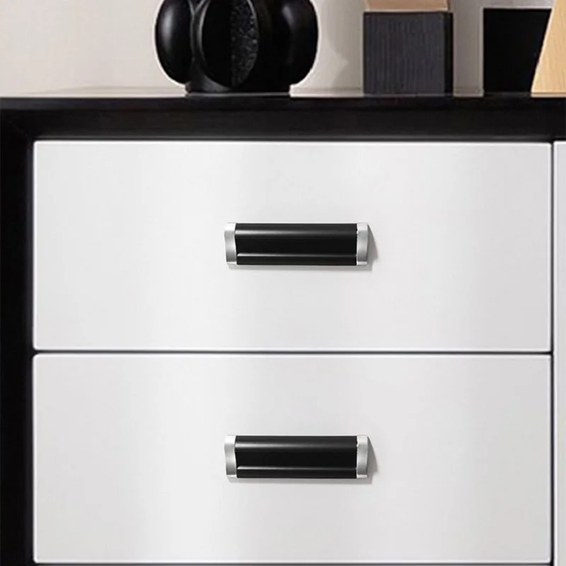 Cabinet Handle Modern Minimalist Matte Silver Drawer Wardrobe Aluminum Alloy Handle Bedside Table Home Handle Flat Buckle