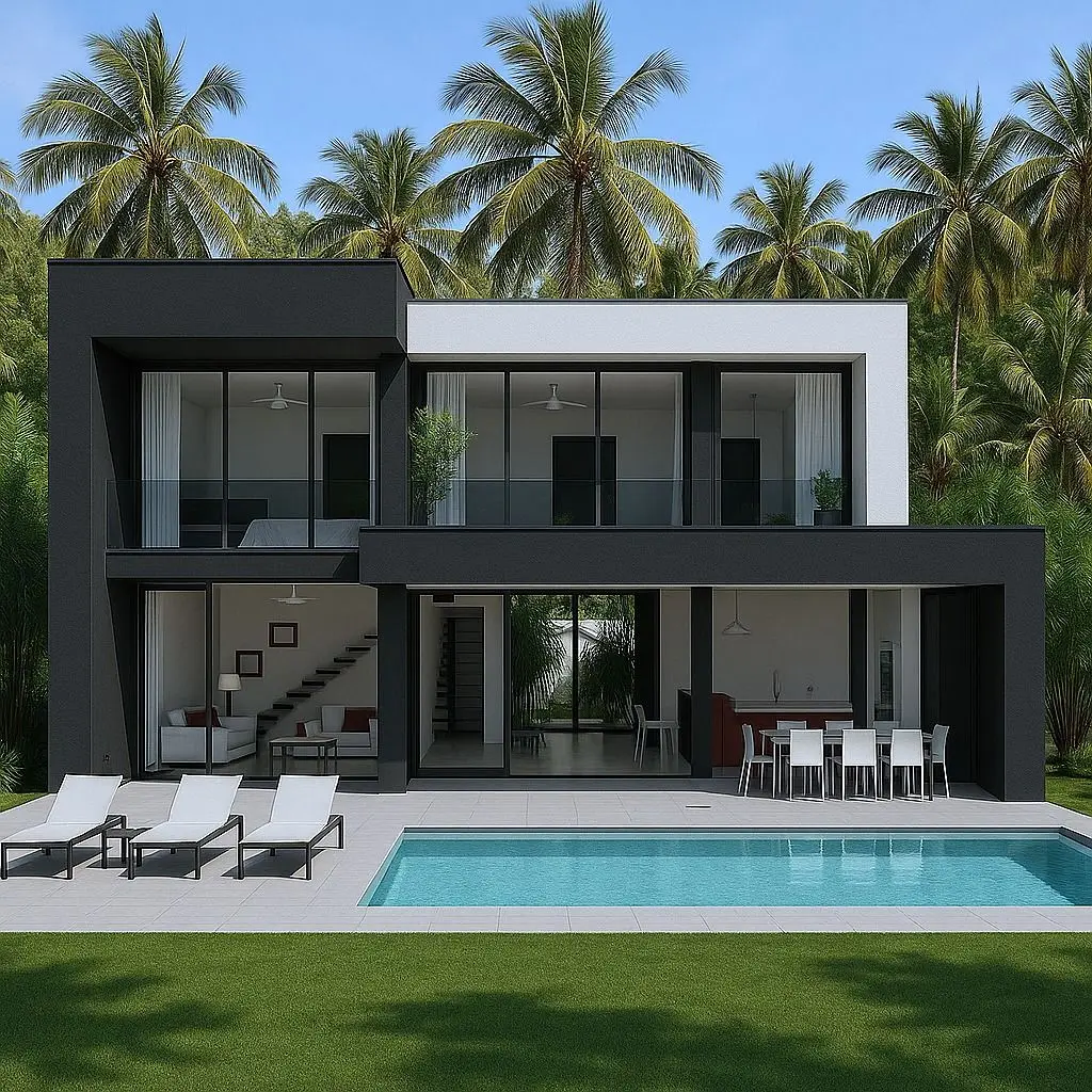Two Storey Light Steel Structure Mansion Houses Prefab Construction Luxury Prefabricated Villa