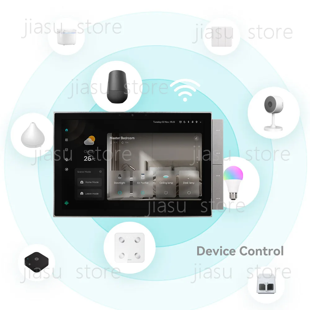 The smart central control screen has two zigbee gateway 10-inch panels and supports Wi-Fi mesh.