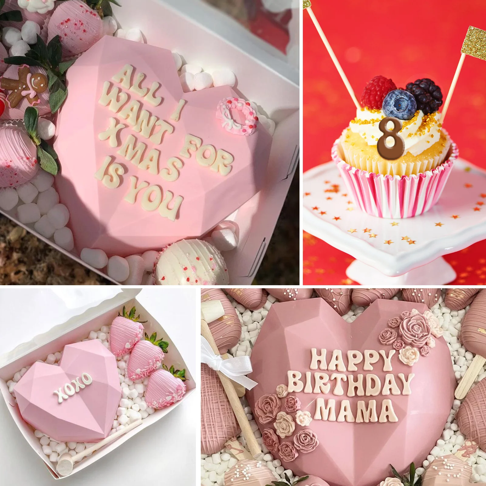 

3Pcs Chocolate Molds Silicone Alphabet Number Mold Flexible Safe Easy to Clean for Candy Cake Chocolate Letter Mold