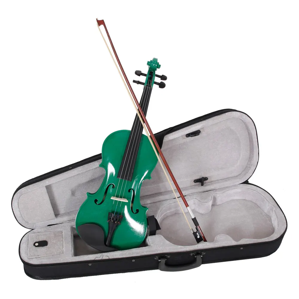 New Green Color 4/4 Acoustic Violin Case With Bow Rosin