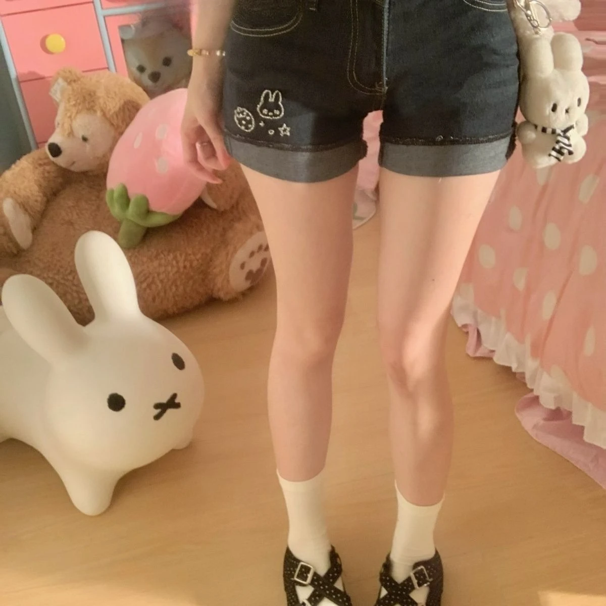 Miffy Hot Drilling Low-waisted Edge Curl Jeans Woman Restore Ancient Ways Summer Hot Chick Elastic Force Thin Short Pants Lovely