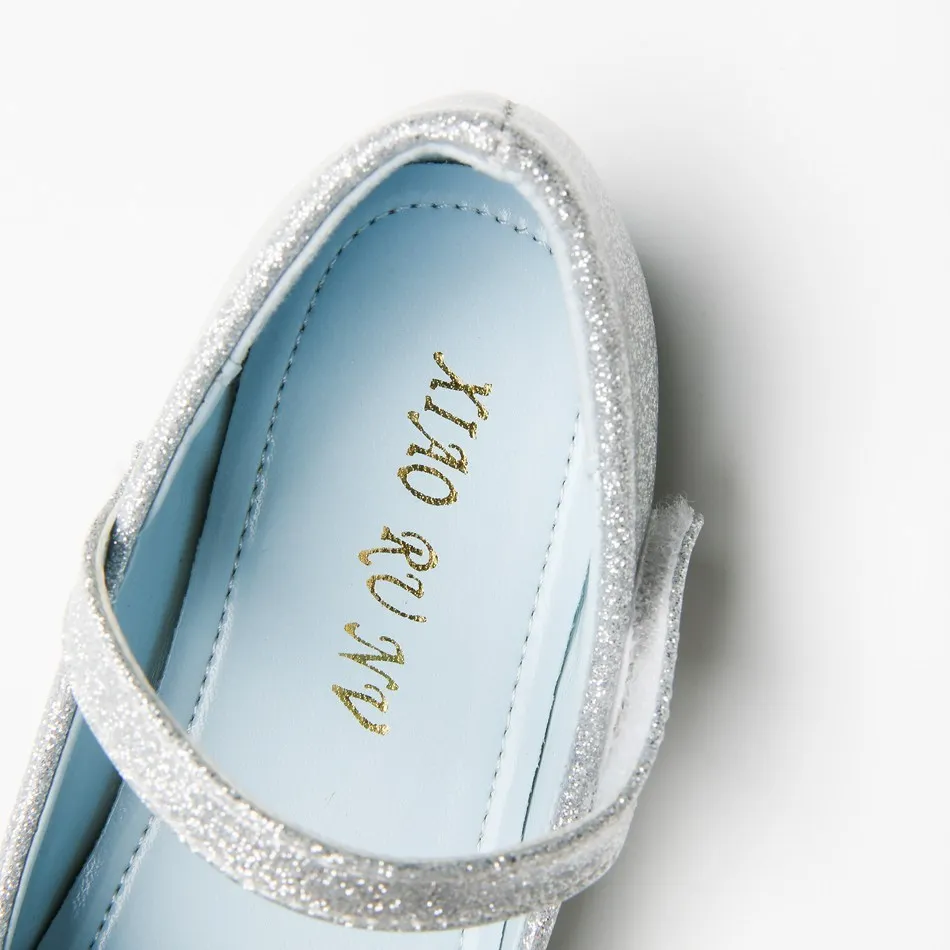 Girl Wedding Bridesmaids Pump Shoes Kids Slip on Ballerina Flats Children Rhinestone Princess Dress Shoes Silver Mary Jane Shoes