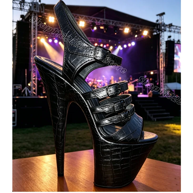 Red Animal Pattern Platform Sandals Ankle Buckle Open Toe Stylish Summer Women Casual Dancing Sexy Sandals Zapatos Para Mujere