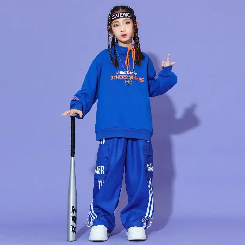 Junge Hip Hop Pullover Street Dance Cargo Hosen Mädchen Hohe Kragen Sweatshirt Outfits für Kind Jazz Sport Kleidung Streetwear Set