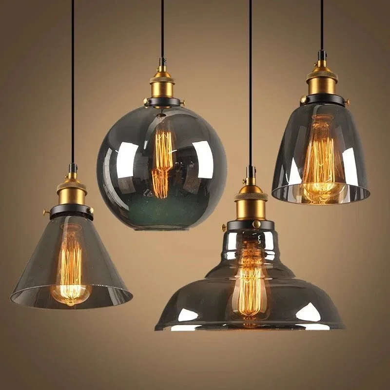 with Clear Gray Amber Colour Vintage Pendant Lights Dining Glass Hanging Lamp Russia Loft Luminaire Modern Bedroom Light Fixture