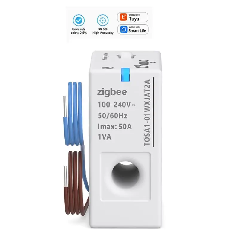 B62B TONGOU Zigbee Tuya Smart Energy Meter 1-50A, Real-Time Power Monitor for Home Assistant, Smart Life, Energy Saving