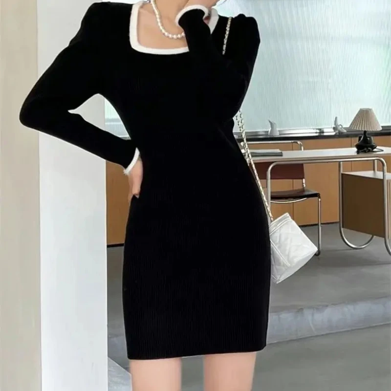 Extreme Mini Cheap Casual Long Sleeve Crochet Dresses for Women Short Xxl On Promotion A Line Sale Clearance Woman Knitted Dress