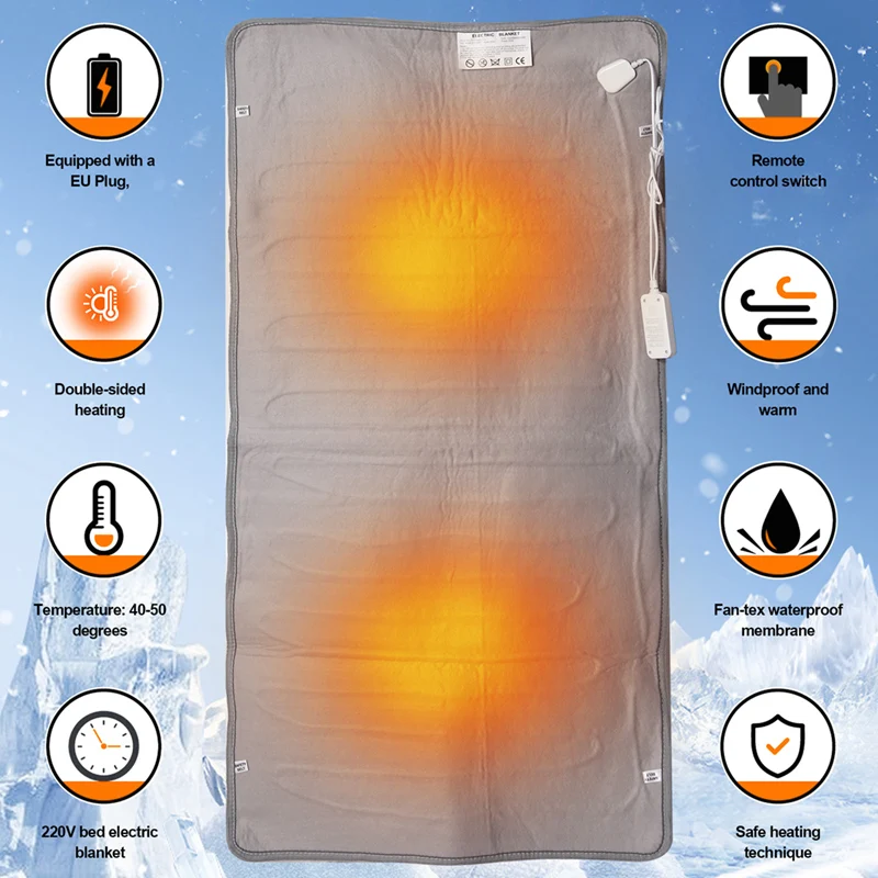 220V Electric Blanket  For Bed Heating Blankets Intelligent Control Switch Heating Mat 80*150Cm EU Plug