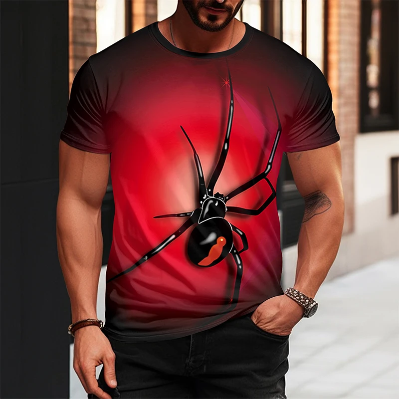 

Fashionable Street Men's T-Shirt Summer Outdoor Sports Short Sleeve Top Daily Party Comfort Tee Spider Print Men's T-Shirt