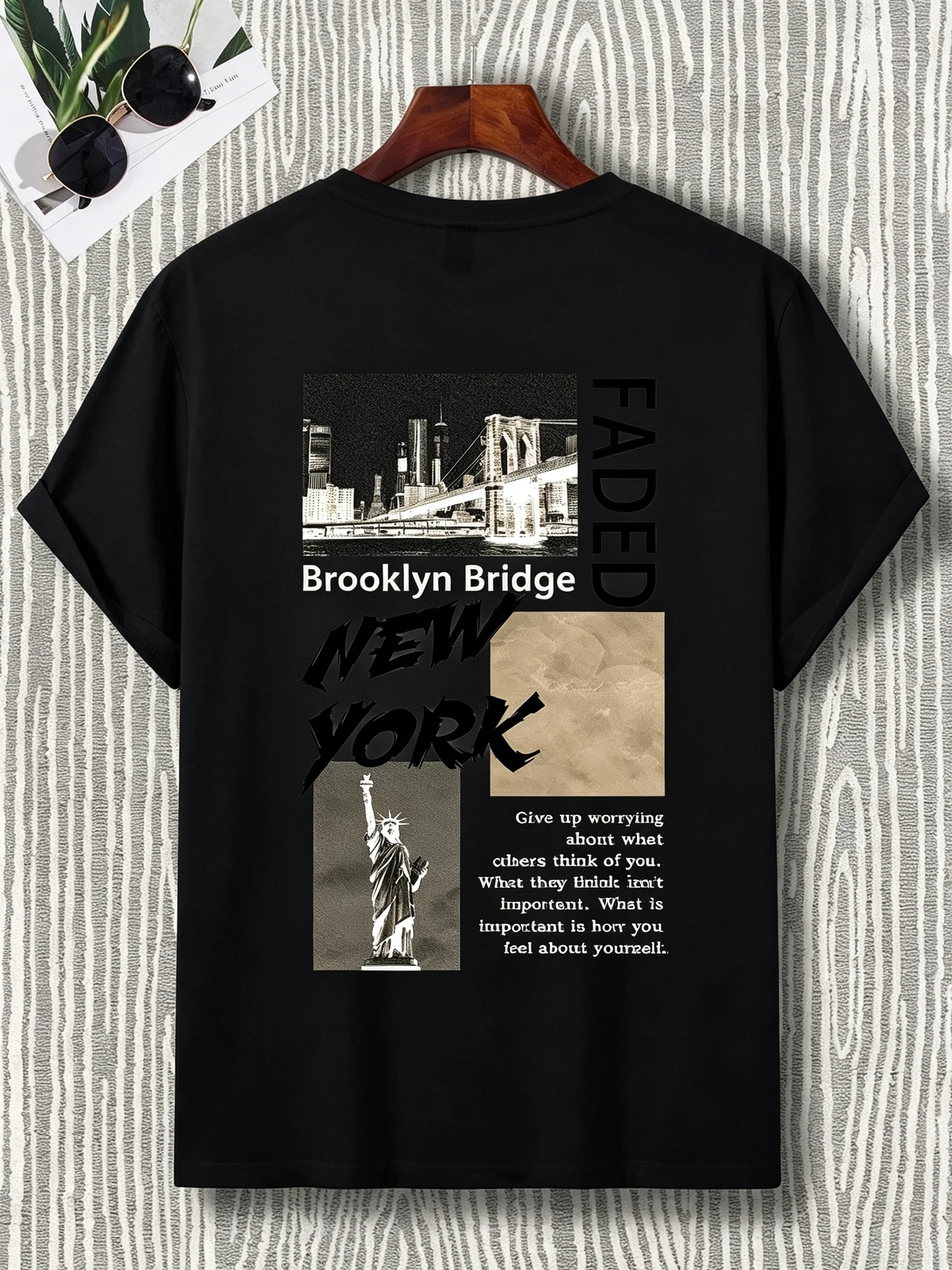 2026 New Family Matching Unisex Oversized T Shirt New York City Building Collage Letter Print Streetwear Tee