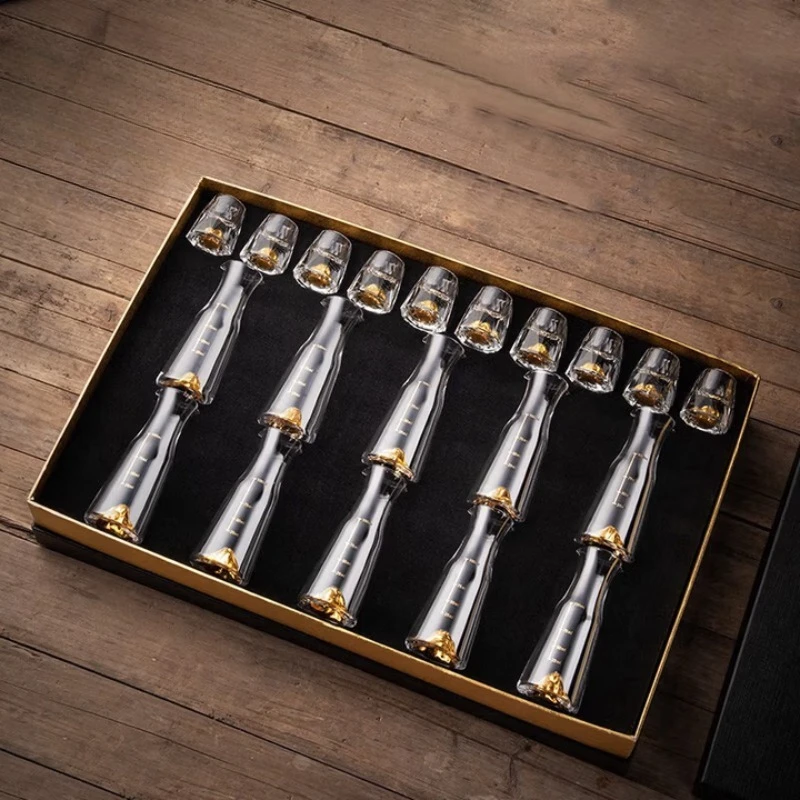 

Wine dispenser Baijiu cup set, spirit cup, one cup, household wine dispensing, diamond gold cup + Jinshan hand-held gift box