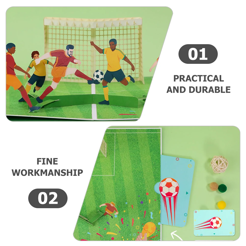 

3D Football Greeting Card Premium Quality Small Pop up Paper Decorative Soccer Theme Compact Card