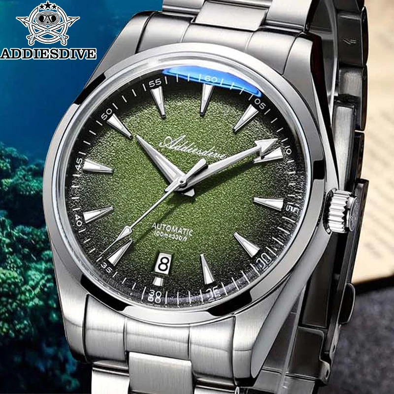 

Механические часы ADDIESDIVE, мужские часы с градиентным синим циферблатом, автоматические часы, водонепроницаемые, 10 бар, часы с зеркальным стеклом Bubble Mirror