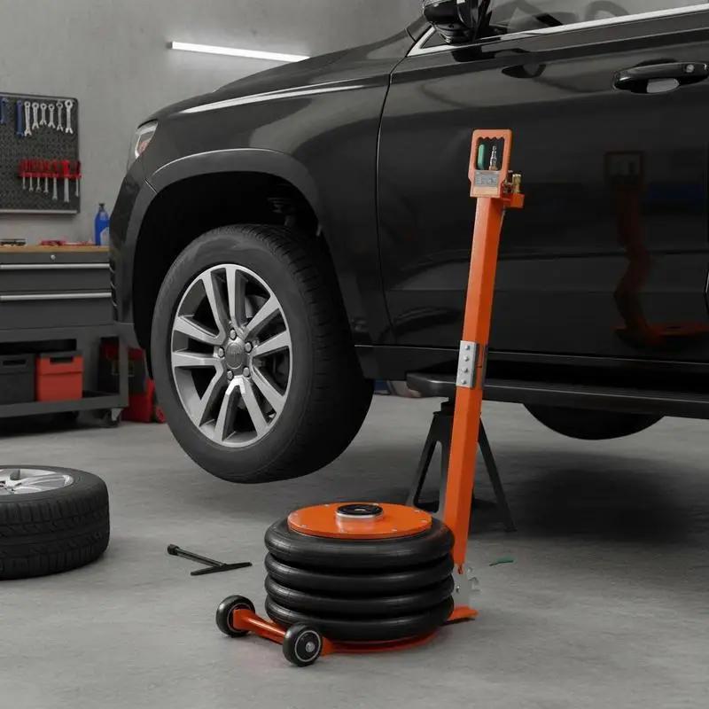 Pneumatic Car Lift 13000 lbs For Sedan SUV Pickup Truck, 2-5S Rapid Inflation Heightened Column Adjustable Handle Thick Rubber Pad Space-Saving Design Heavy Duty Vehicle Maintenance Tool